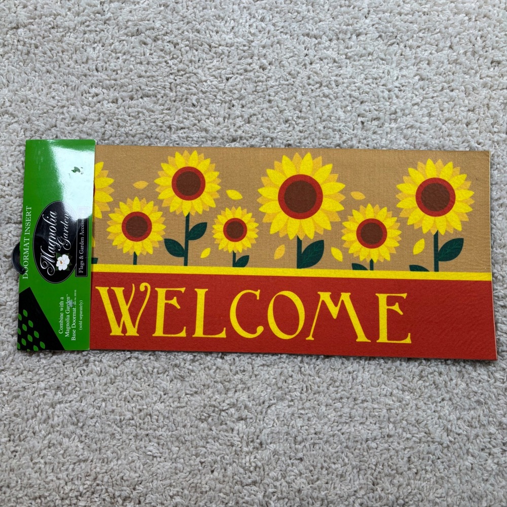 Magnolia Garden Sunflower Doormat Insert Home OS Yellow Red NEW Floral‎ Welcome - Picture 1 of 5